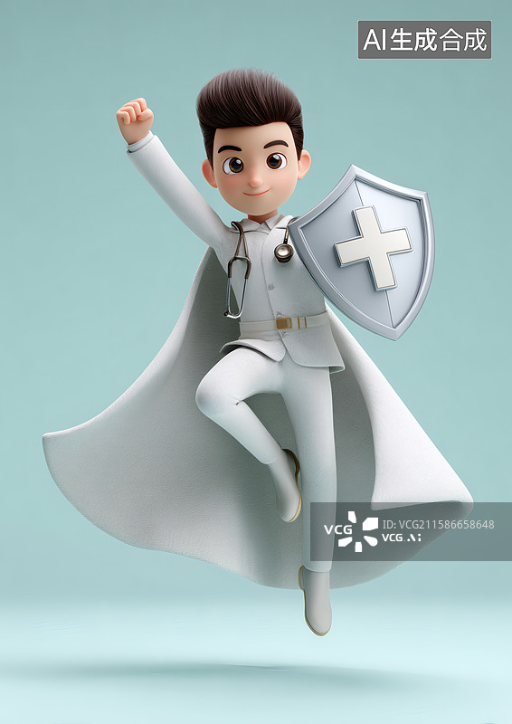 【AI数字艺术】一个手拿十字盾牌的医生图片素材