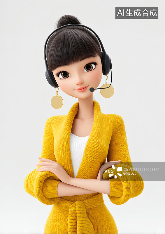 【AI数字艺术】一个头戴耳麦的接线员图片素材