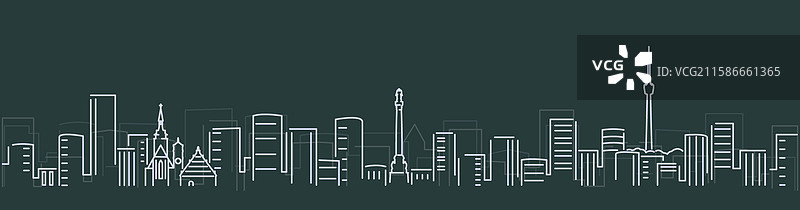 斯图加特简单线条天际线在深色背景上图片素材