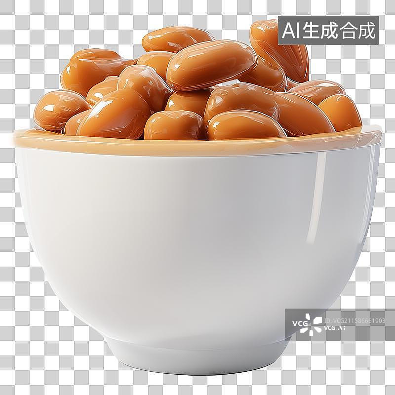 【AI数字艺术】3D风格食物主题之一碗纳豆元素图片素材