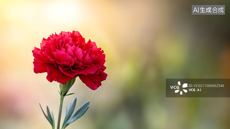 【AI数字艺术】一朵鲜艳的红色康乃馨特写图片素材