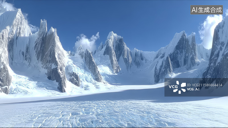 【AI数字艺术】冰雪覆盖的壮丽山峰图片素材