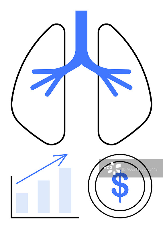 医疗经济学概念与肺部生长图片素材
