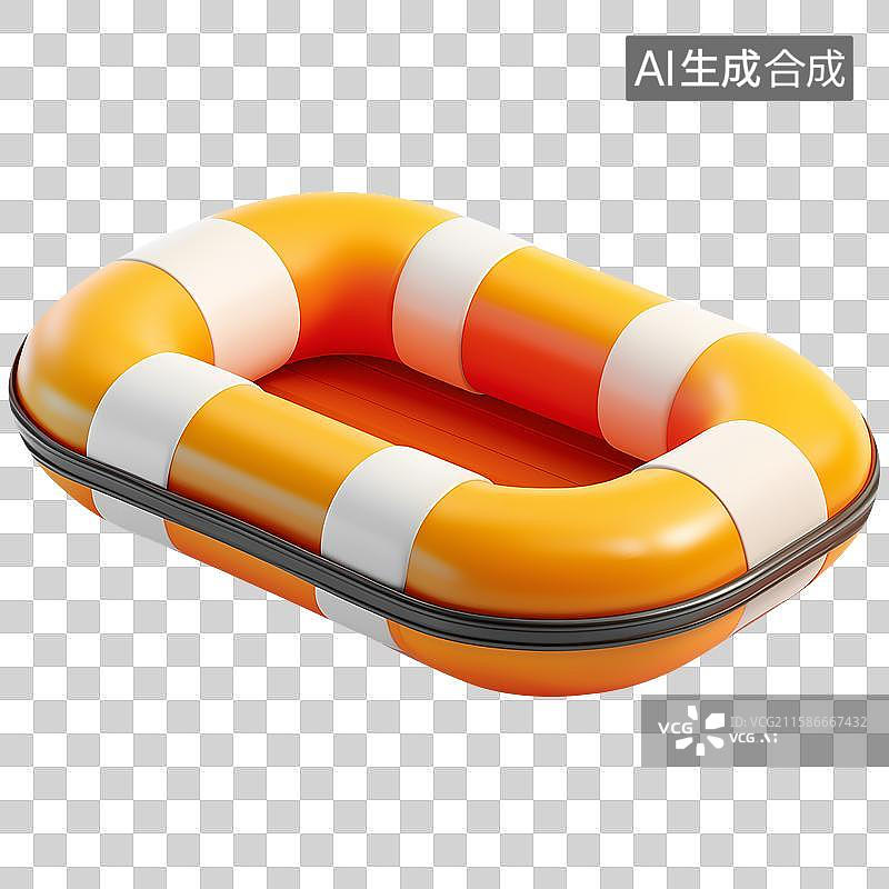 【AI数字艺术】3D风格救生筏充气船元素图片素材