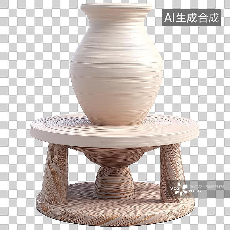 【AI数字艺术】3D风格陶器制作拉坯过程元素图片素材