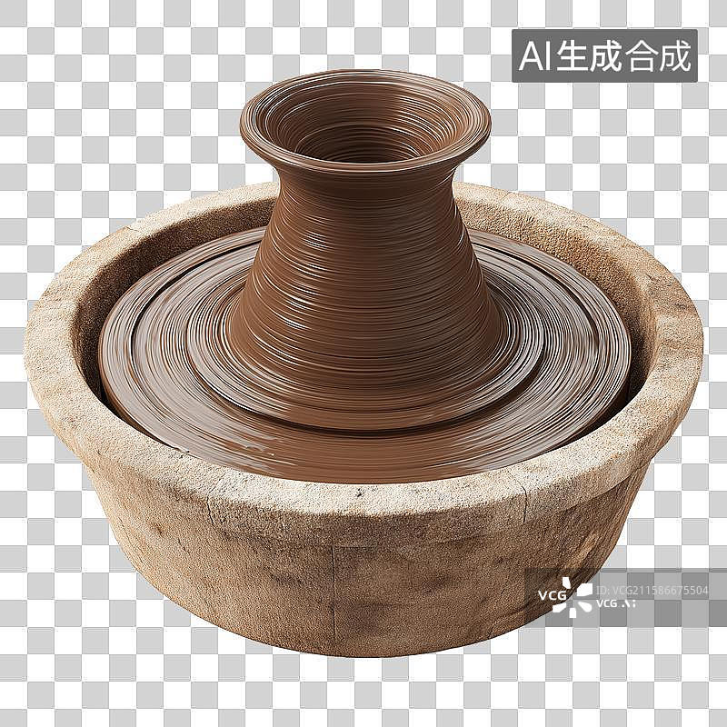 【AI数字艺术】3D风格陶器制作拉坯过程元素图片素材