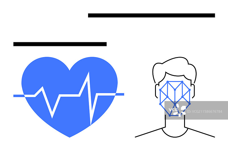 生物识别面部识别与心脏健康图片素材