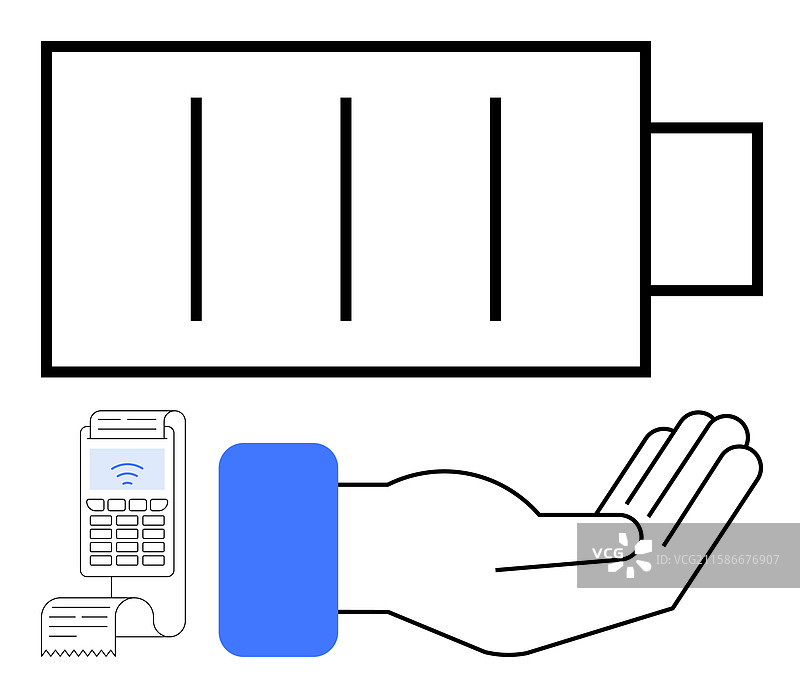 手旁边的支付图标显示低电量状态图片素材