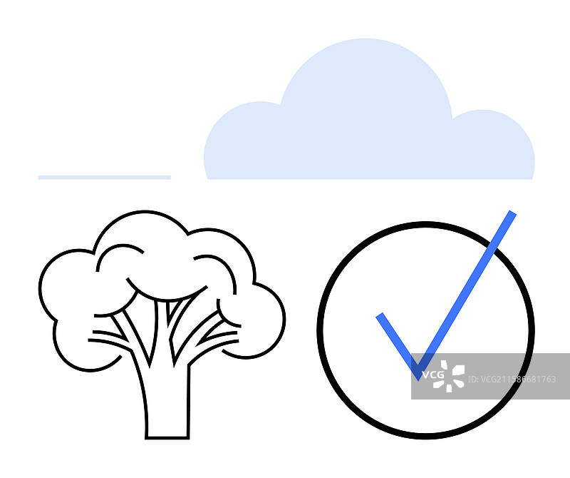 可持续发展概念，树木与勾选标记图片素材