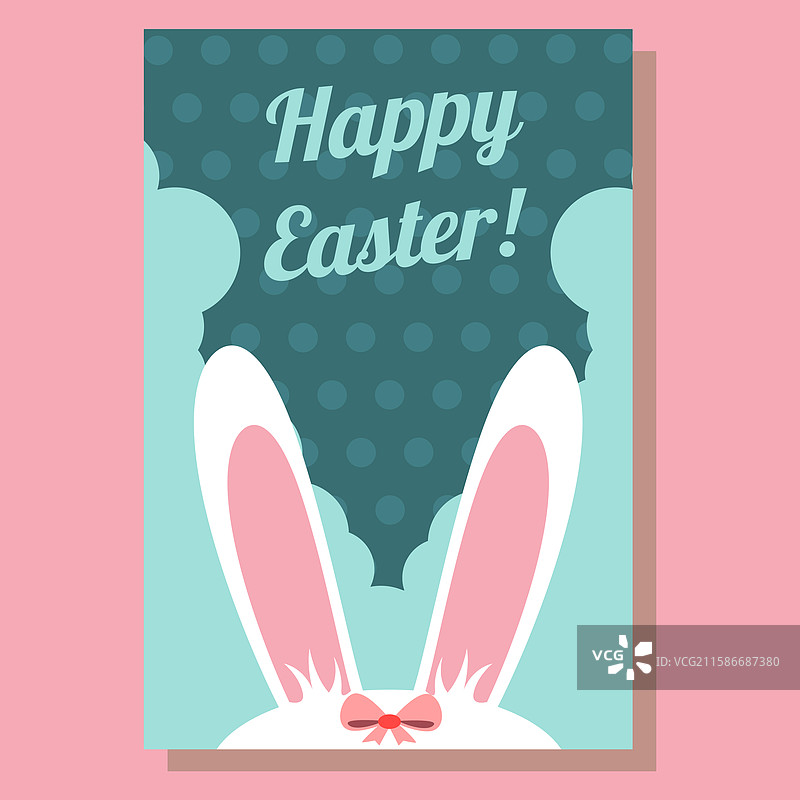 可爱的复活节贺卡，带有兔耳朵设计图片素材