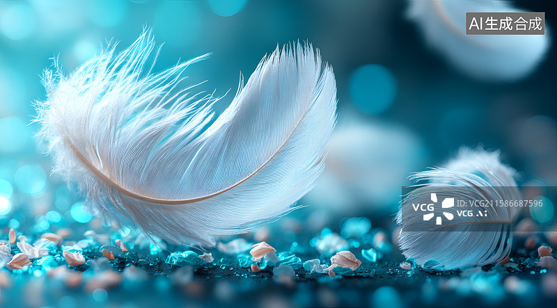 【AI数字艺术】飞散在空中的白色羽毛图片素材