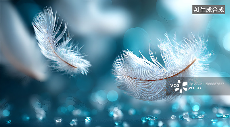 【AI数字艺术】飞散在空中的白色羽毛图片素材