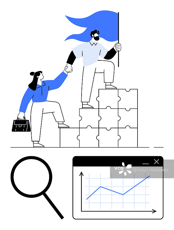 团队合作和领导力的象征，旗帜与图片素材