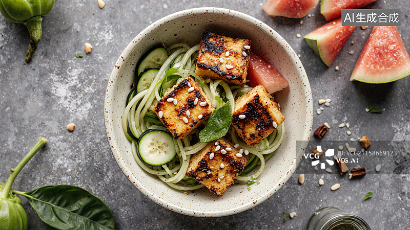 【AI数字艺术】清爽夏日沙拉图片素材