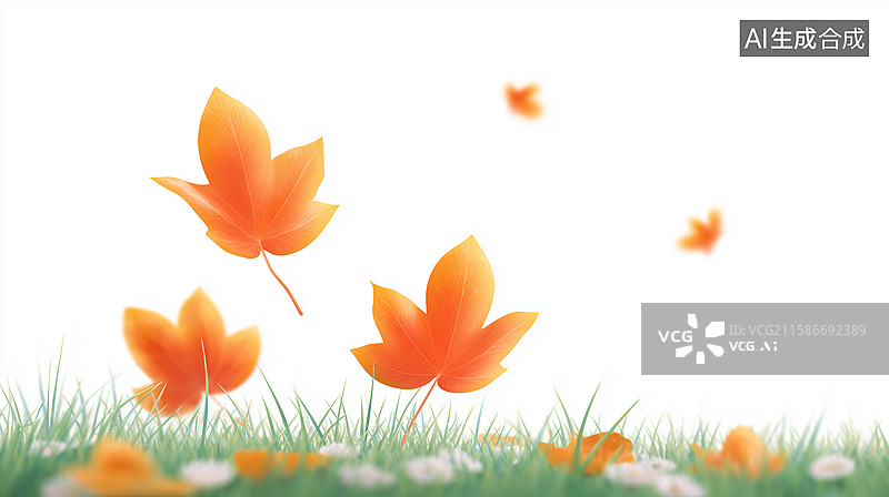 【AI数字艺术】3D秋季落叶户外自然场景图片素材