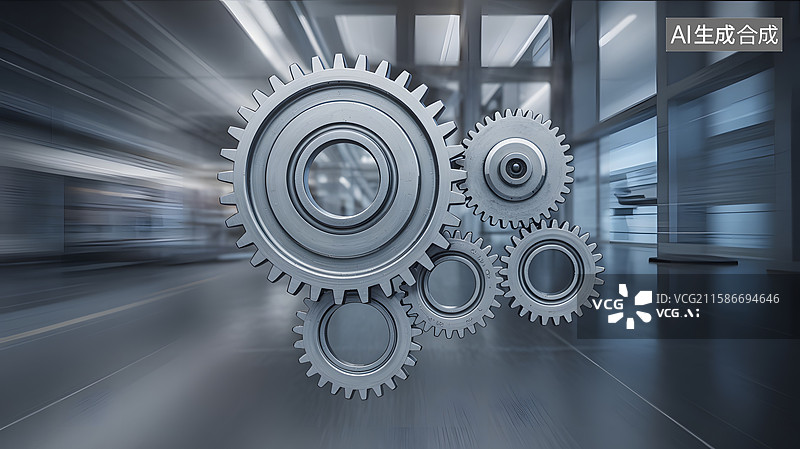 【AI数字艺术】齿轮运转的工业场景图片素材