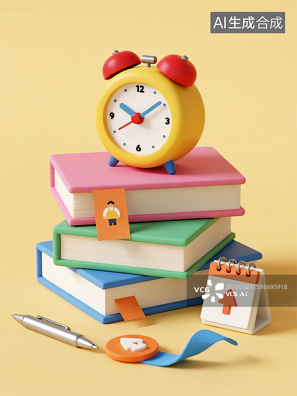 【AI数字艺术】多彩的学习时间管理工具图片素材