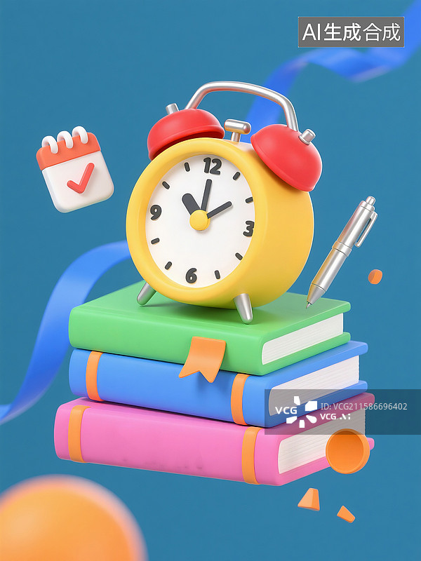 【AI数字艺术】时间管理学习工具书本日程图片素材