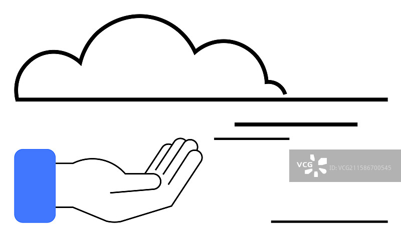 伸出手掌向云朵伸展，象征着图片素材