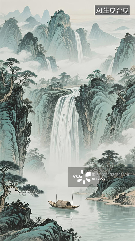 【AI数字艺术】山水画意境图片素材