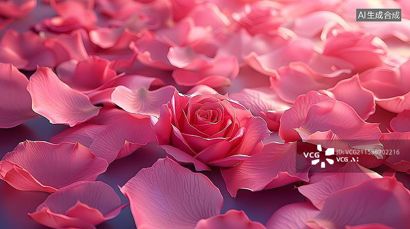 【AI数字艺术】玫瑰花瓣背景图案  铺满画面的粉色玫瑰花瓣 粉色花瓣的温柔低语   落英缤纷的浪漫诗篇图片素材
