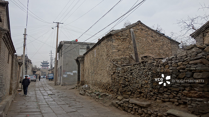 陕西省陕北榆林市米脂县米脂老街米脂老城米脂古城街景图片素材