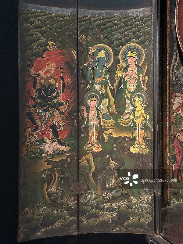 镰仓时代 13世纪 爱染明王坐像 屏风画像 东京国立博物馆图片素材