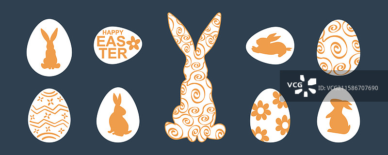 极简主义复活节设计，特色装饰元素图片素材