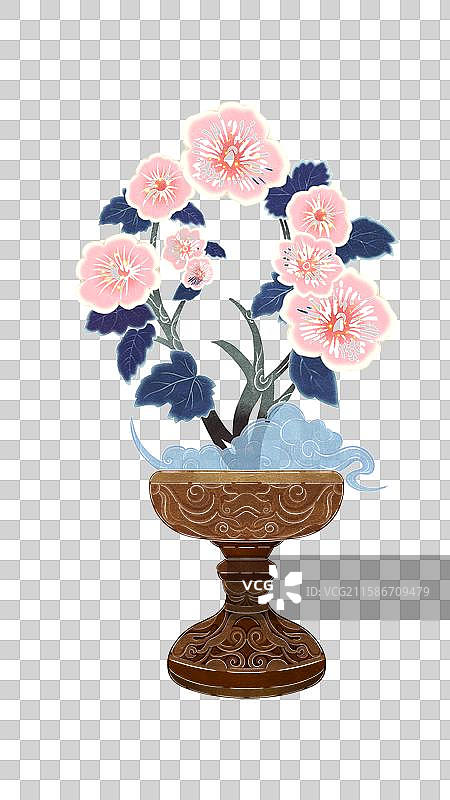 皮影蜀葵盆景图片素材