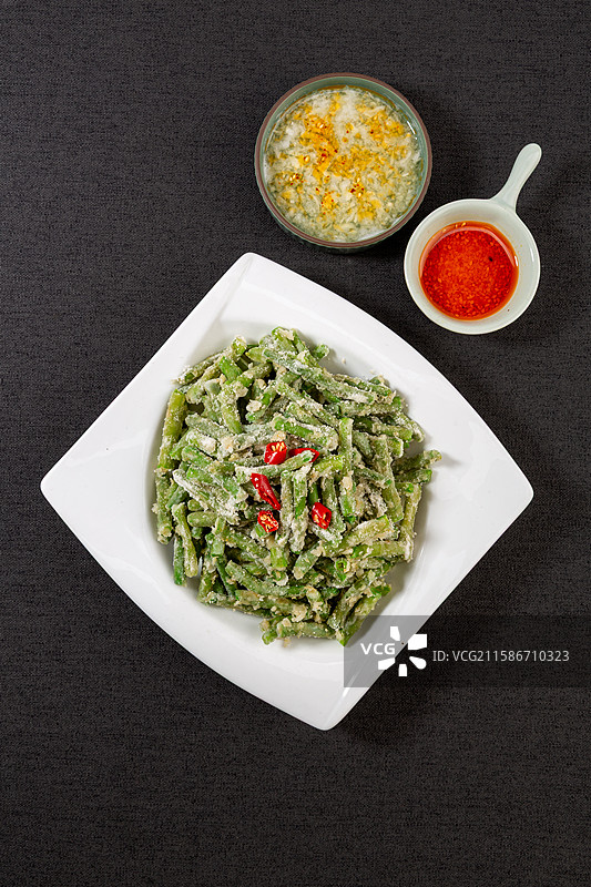 河南家常菜豆角蒸菜图片素材