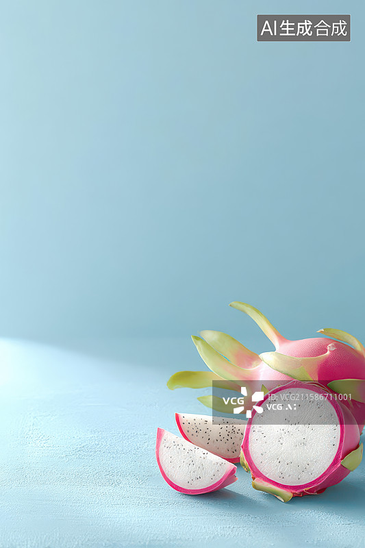 【AI数字艺术】白肉火龙果切片新鲜水果图图片素材