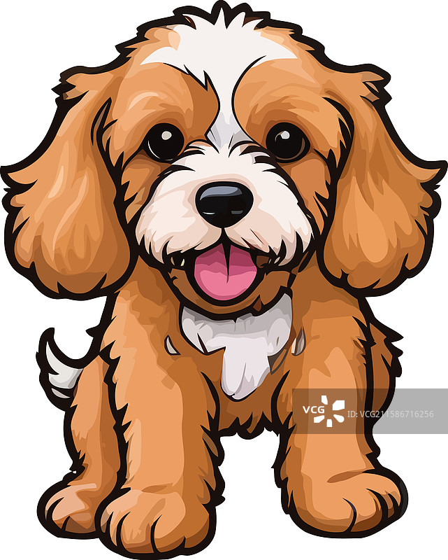 逼真的杏色可卡犬艺术作品图片素材