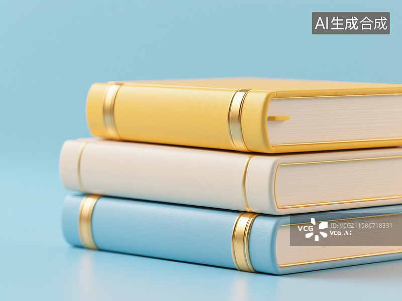 【AI数字艺术】三本彩色书籍堆叠图片素材