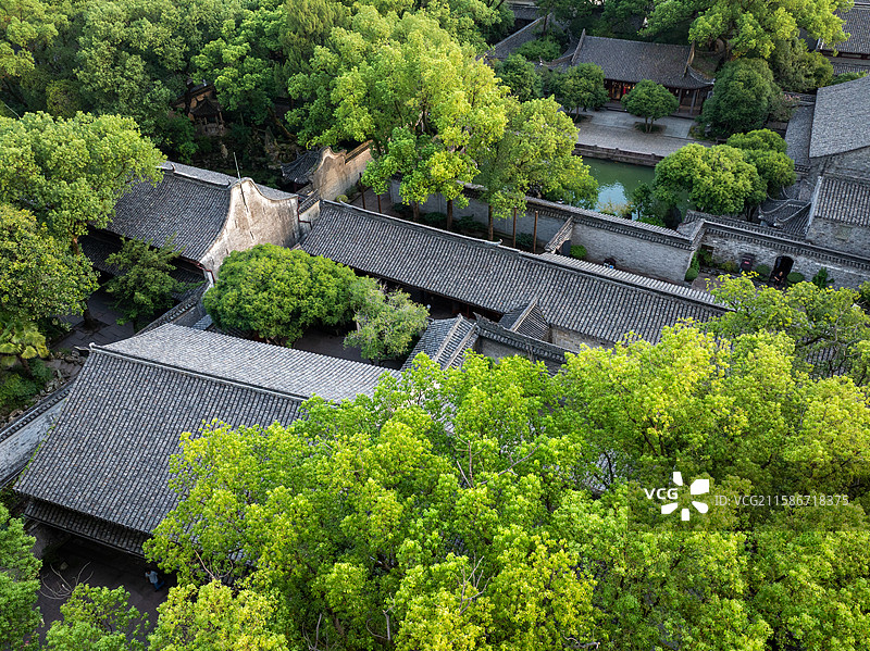 浙江宁波天一阁航拍图片素材