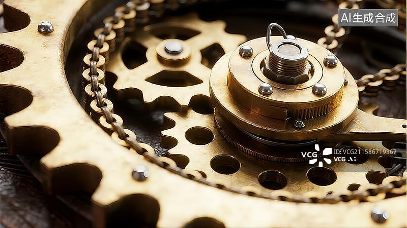 【AI数字艺术】鎏金金色齿轮图片素材