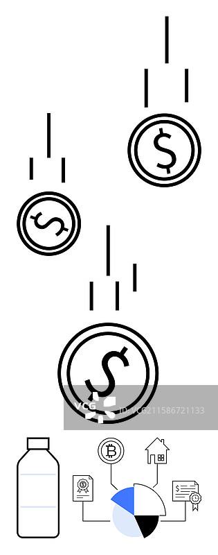 掉落的硬币象征着财务流动图片素材
