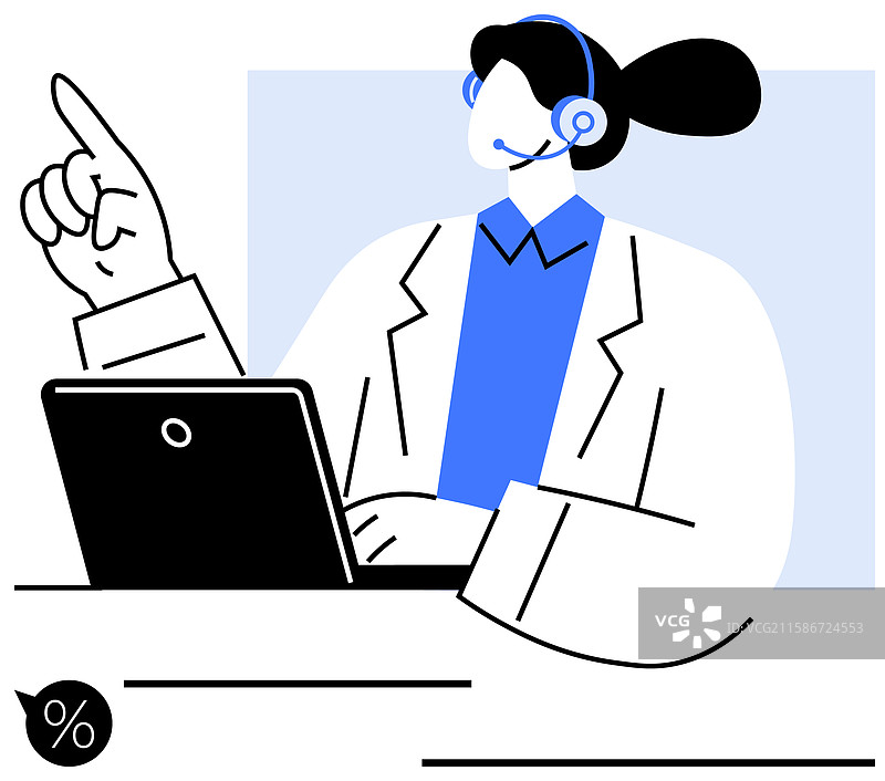 佩戴耳机的客户支持专员提供服务图片素材