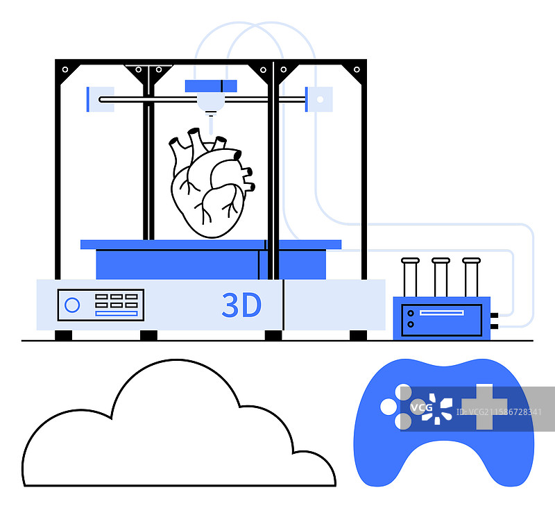 3D打印过程制作心形模型图片素材