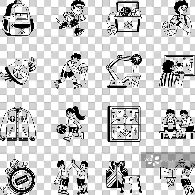 篮球运动涂鸦的网络合集图片素材