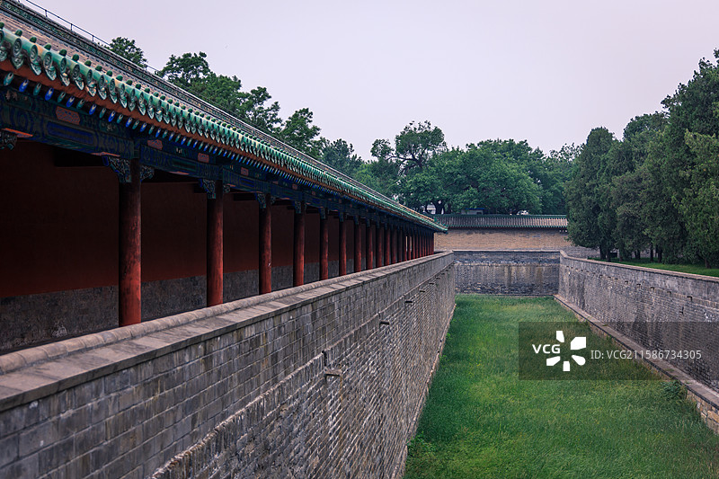 天坛夏季雨天的绿意盎然图片素材