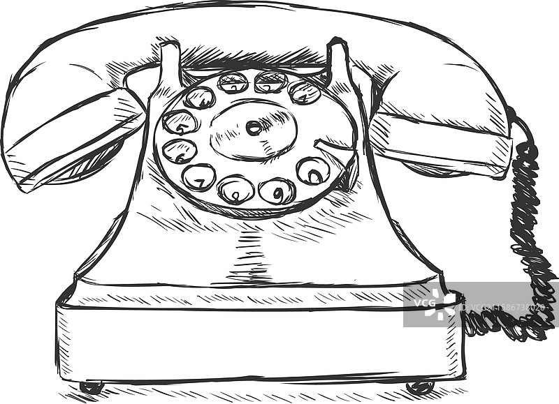 手绘复古座机电话图片素材