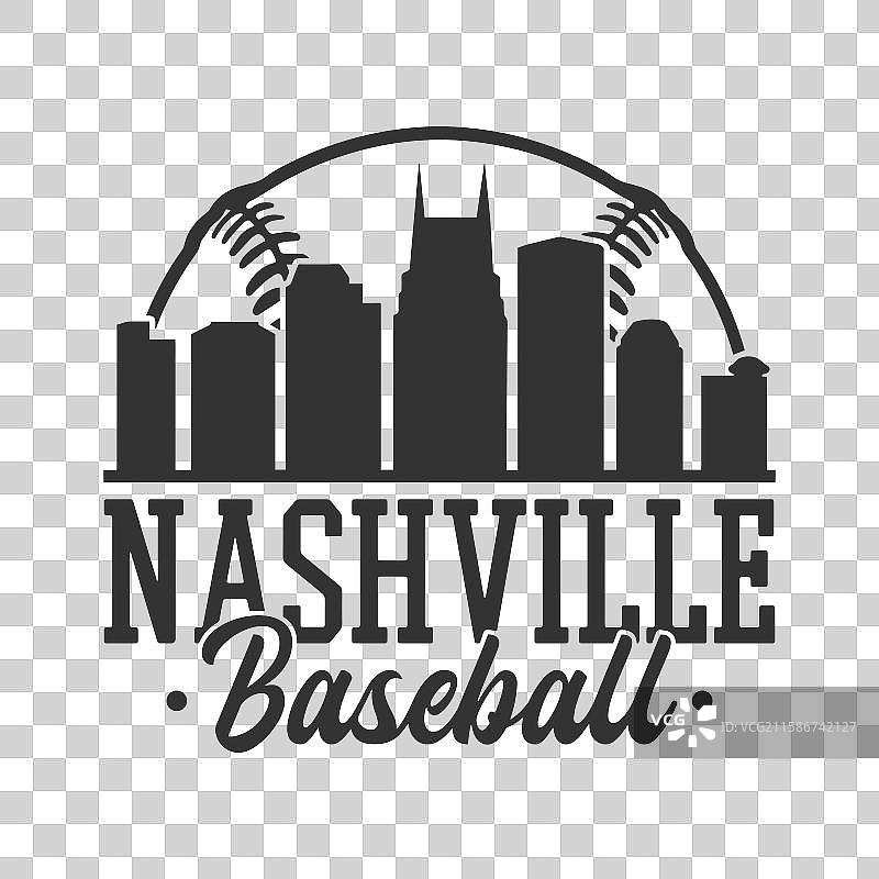 纳什维尔，田纳西州，美国，棒球，城市天际线剪影图片素材
