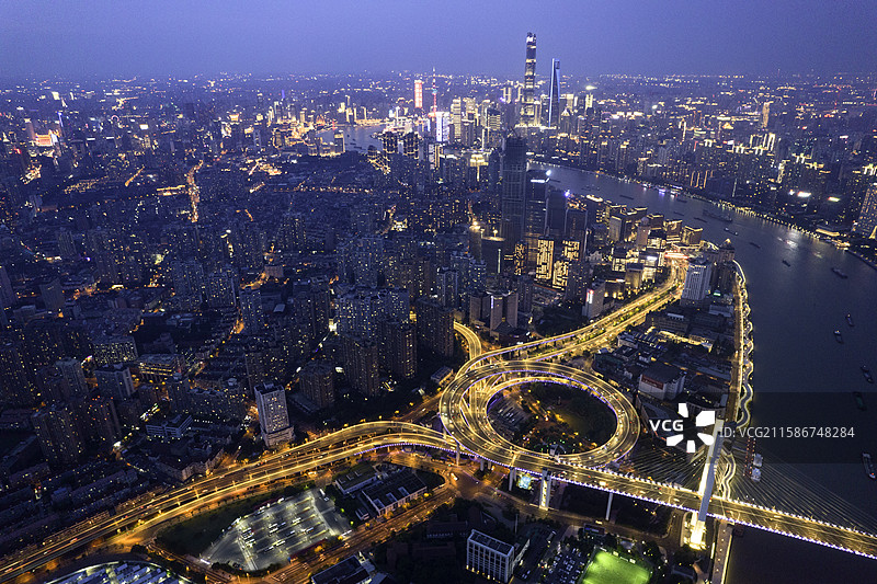 上海南浦大桥高空视角图片素材