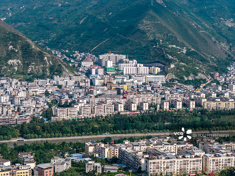 四川省阿坝藏族羌族自治州茂县县城周围各种航拍风景图片图片素材