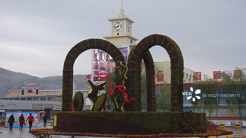 陕西省陕北榆林市米脂县广场雕塑图片素材