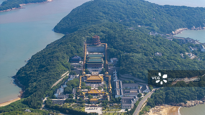 浙江舟山普陀山景区航拍风景图片素材