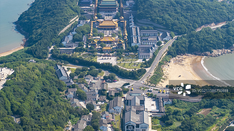 浙江舟山普陀山景区航拍风景图片素材