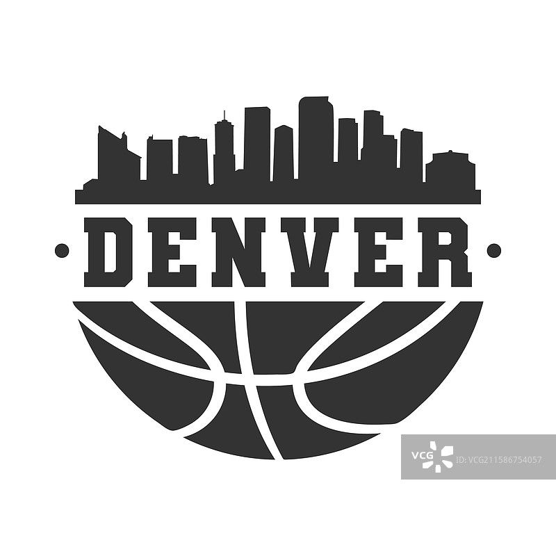 美国科罗拉多州丹佛市篮球天际线图片素材