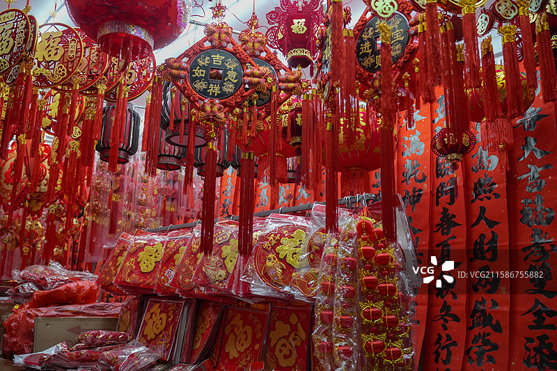 灯笼福字春联等年货铺图片素材