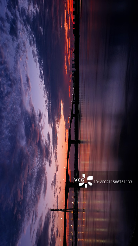 黄石朝阳阁江滩公园朝霞图片素材